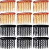 Onwon 12 Pieces Tortoise Side Combs Plastic Teeth Hair Comb for Fine Hair Thin Hair Accessories, Black and Brown