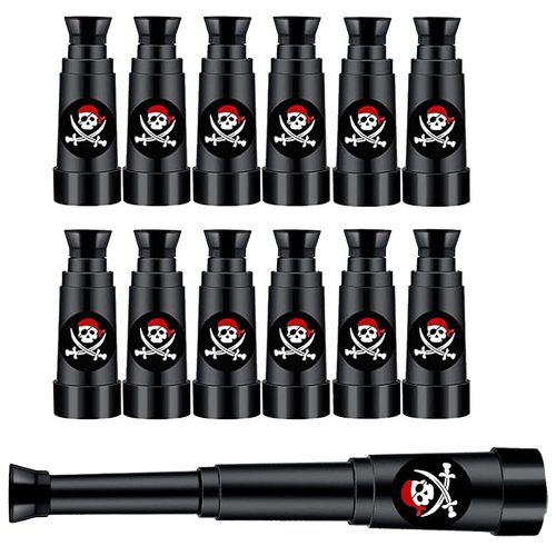 Juephe Plastic Pirate Telescopes Bulk Kids Pirate Party Supplies Mini Pirate Spyglass for Pirate Birthday Party Halloween Treasure Hunt Pretend Play (12)