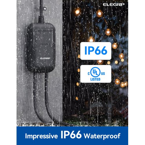 ELEGRP PQR22 Outdoor Smart Dimmer Plug Waterproof IP66, Smart Outdoor WiFi Plug with 2 Individually Sockets, Works with Alexa & Google Assistant, Outdoor Dimmer for String Lights, UL Listed, 1 Pack