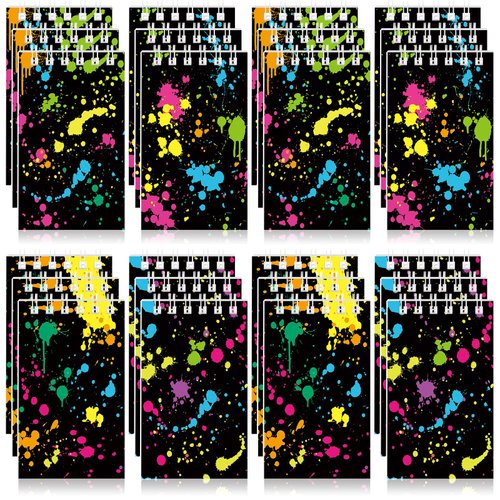 Faccito 24 Pieces Neon Party Favors Glow Party Mini Notebooks Neon Glow Small Spiral Notepads Neo...
