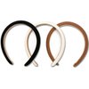 NARUNING 3 Pcs Padded Headbands for Women, Solid Color Leather Hair Band, Headhoop, Fashion Headwear, Girls Women Hair Accessories (Black/Brown/White)