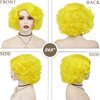 GNIMEGIL Cosplay Yellow Wig Short Curly Hair Layered Big Wavy Synthetic Wigs for Women Costume Carnival Party Halloween Wig with Wig Cap