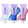Go Ho White Pink and Blue Body Glitter Set,Singer Concerts Face Glitter Gel Makeup,Holographic Long Lasting Chunky Sequins Glitters for Eye Lip Hair Nails,Festival Rave Accessories
