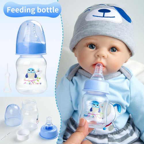 Pedolltree 5 Pieces Set Reborn Baby Dolls Accessories Include Baby Dolls Bottles and Pacifiers and Dipers and Fidget Spinner for 17-24 Newborn Boy Dolls