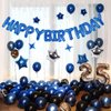 CANREVEL Happy Birthday Banner 13pcs 16 Inch Mylar Foil Letters with 12pcs Star Balloons Birthday Party Decorations for Kids and Adults - 3D Blue