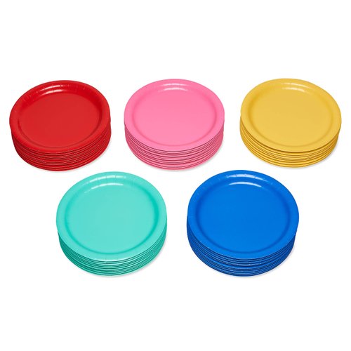 American Greetings Rainbow Party Supplies for Graduation, Birthdays and All Occasions, Multicolor Paper Dinner Plates (50-Count)