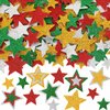 JULBEAR Star Foam Sticker, 300Pcs Christmas Glitter Star Shapes Foam Stickers for Kids Holiday Xmas Party Favors Toddler DIY Crafts Supplies Home Decorations(Red Green Gold Silver)