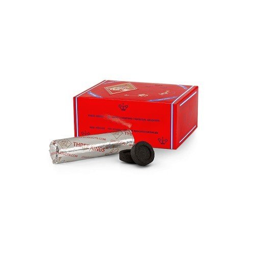 THREE KINGS 40MM Charcoal Box: Supplies for HOOKAHS – 100pc Box of Quick-Light Shisha coals for Hookah Pipes. These Easy Lite Coal Accessories & Parts are Instant Lighting When Using a Torch Lighter.