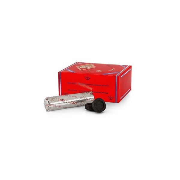 THREE KINGS 40MM Charcoal Box: Supplies for HOOKAHS – 100pc Box of Quick-Light Shisha coals for Hookah Pipes. These Easy Lite Coal Accessories & Parts are Instant Lighting When Using a Torch Lighter.
