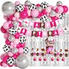 Amandir 108Pcs Western Cowgirl Birthday Party Decorations, Retro Horse Rodeo Party Supplies Backdrop for Girls Hot Pink Silver Balloon Garland Arch Kit Birthday Banner Horse Garland Cake Toppers