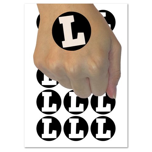 Letter L Uppercase Fun Bold Font Temporary Tattoo Water Resistant Fake Body Art Set Collection - 15 2" Tattoos (1 Sheet)