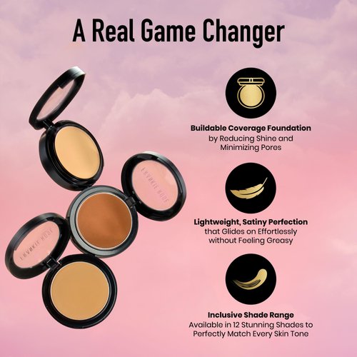 Frankie Rose Cosmetics Powder Foundation – Full Coverage Face Powder For Pores & Imperfections, Evens Out Skin Tone & Shine-Control | 58 Grams (Bronze)