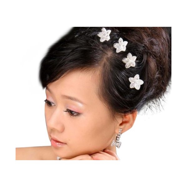 10Pcs Flower Rhinestones Beads Hair Pins Bridal Bridemaid Flower Girls Accessory Prom Party Wedding 01