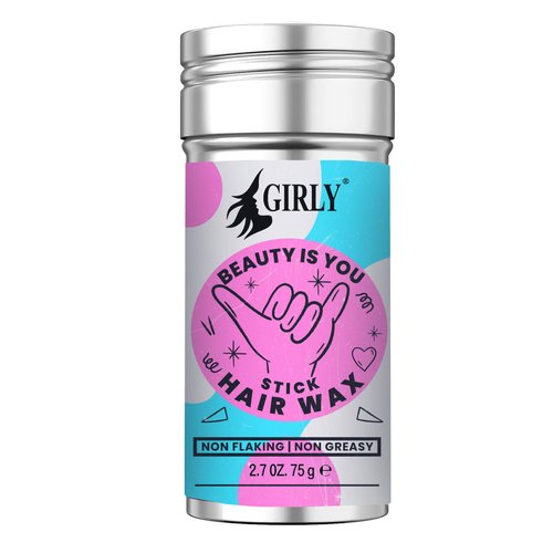 Girly Sleek & Shine Hair Wax Stick For Women & Kids Hair - Salon-Grade, Non-Greasy Pomade for Natural Hair and Wigs - Provides Long-Lasting Hold, Tames Flyaways- 2.7oz of Superior Control and Gloss