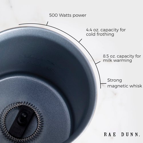 Rae Dunn Electric Milk Frother Steamer -Stylish Automatic Milk Steamer and Frother, Milk Warmer, Hot and Cold Foam Maker for Coffee, Latte, Cappuccino, Macchiato - 550 Watt (Cream)