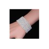 Zealmer Women Clear Rhinestone 8 Row Stretch Bracelet Silver Tone(small)