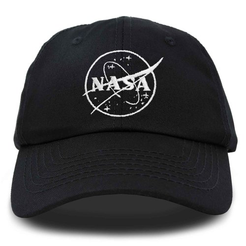 DALIX NASA Embroidered Mens Womens Cotton Dad Hat Baseball Cap Adjustable in White Meatball/Black