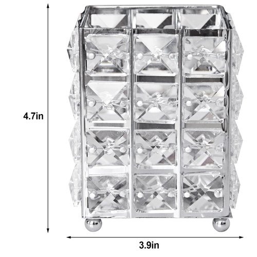 Miaowater Makeup Brush Holder Organizer Cosmetic Brushes Storage Eyeliners Eyebrow Pencil Container Cup (Silver Square)