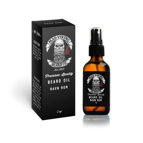 Mad Viking Beard Co. Premium Beard Oil for Men - Natural Beard Softener, Conditioner, and Skin Moisturizer to Reduce Beard Itch For Thicker Looking Beards, Made in the USA (Ravn Rom, 2oz Beard Oil)