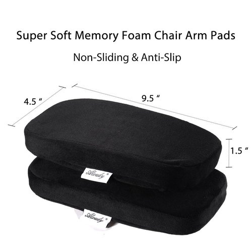 Aloudy Ergonomic Memory Foam Office Chair Armrest Pads, Comfy Gaming Chair Arm Rest Covers for Elbows and Forearms Pressure Relief(Set of 2), Stretch Fit, Black