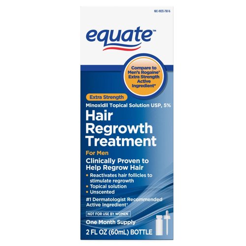 Equate Hair Growth Solution for Men - 1-Month Supply, 2 fl oz + Createandbundle Sticker