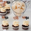 Gyufise 24Pcs Bear Cupcake Toppers Glitter Bear One Cupcake Picks First Birthday Cake Decorations for Gender Reveal Bear Theme Baby Shower Kids Birthday Party Supplies