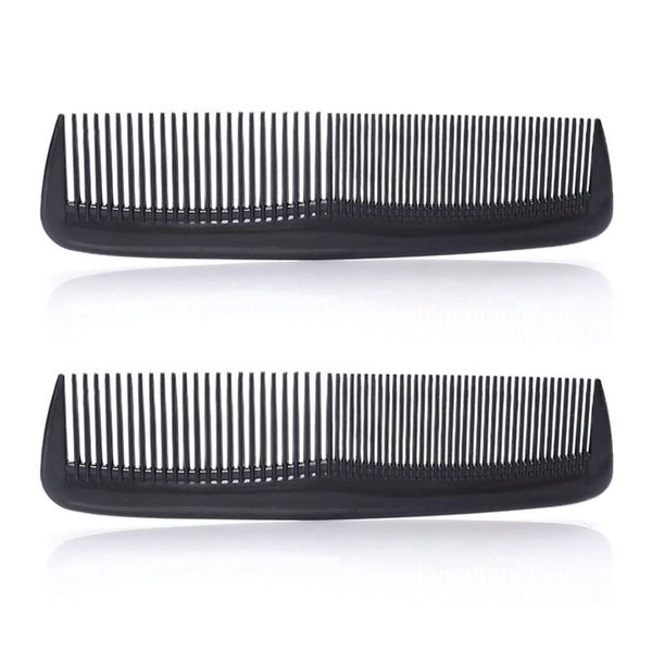 FXHDC-M 2 Pcs Pocket Plastic Hair Combs Fine and Standard Dressing Teeth Cut Hair Cutting Combs Black Hair Styling Combs Beard Combs for Women Men Hairdressing Salon Hair Care Tool