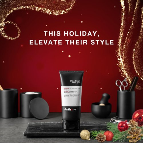 Anthony Shaving Cream Mens Sensitive Skin: Squalane, Eucalyptus, Spearmint and Rosemary Extracts, Help Soothe, Refresh, Cool, and Condition Your Skin for Shave 6 Fl Oz