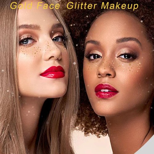 Yeweian Gold Face Body Glitter Stick, Lip Eye Nails Hair Body Glitter Gel,Singer Concerts Face Body Sequins Glitter Makeup, Mardi Gras Glitter Accessories,Chunky Holographic Face Glitter Gel for Women