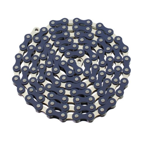 YBN S410 Bicycle Chain (1-Speed, 1/2 x 1/8-Inch, 112L) Two Tone, Blue/Chrome