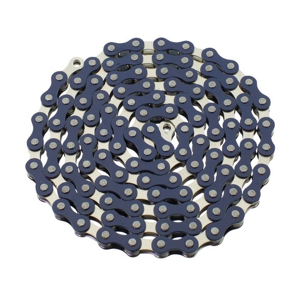 YBN S410 Bicycle Chain (1-Speed, 1/2 x 1/8-Inch, 112L) Two Tone, Blue/Chrome