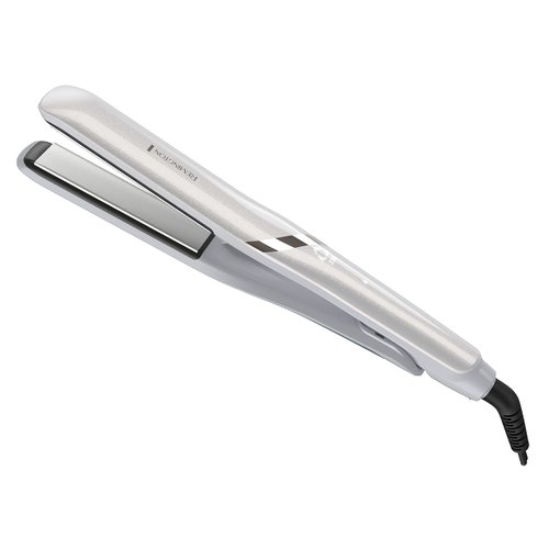 Remington PROLUXE HydraCare 1” Flat Iron / Hair Straightener with 1” Floating Plates, 450°F High Heat, Pearl White/Gray