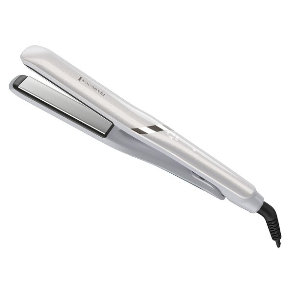 Remington PROLUXE HydraCare 1” Flat Iron / Hair Straightener with 1” Floating Plates, 450°F High Heat, Pearl White/Gray