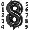 40 Inch Number 8 Balloon, Giant Black 8 18 28 80 Birthday Balloons for Men Boys, 8th Birthday Decorations Party Supplies, Wedding Anniversary, Graduations
