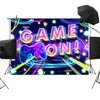 Newsely Neon Party Supplies Game On Backdrop 7Wx5H Photography Glow Gamer Gaming Game Night Controller Gamepad Graffiti Background for Kids Boys Playroom Party Decorations Banner Photo Props Birthday