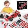 BESTYMXY Building Kit Car Model, 1:20 Scale Race Car Metal Model STEM Project Building, Erector Set STEM Projects Toys for Boys 8-12, Red Vehicle DIY Assembly Metal Model