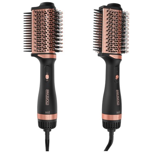 Hair Dryer Brush Hair Straightening Blow Dryer Brush 2-in-1 Hair Dryer Styler and Volumizer,Smooth with Negative Ion Anti-frizz Ceramic Hair Straightener Hot Air Brush (Black and Rose Gold)