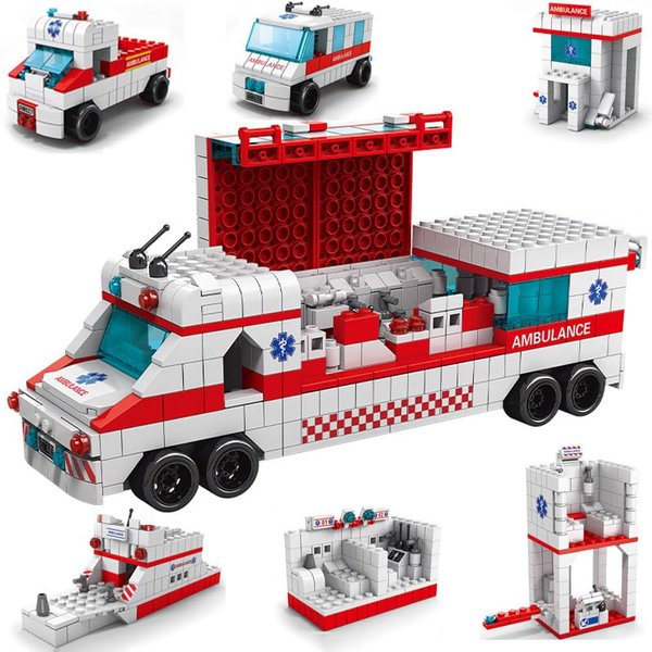lovlaugh 6-in-1 Ambulance Building Blocks Set, 1000 Pieces – Creative STEM Educational Toy for Kids, Enhances Motor Skills & Imagination, Ideal for Ages 6 and Up