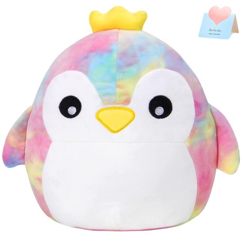 CozyWorld 13’’ Penguin Hugging Tie Dye Rainbow Cute Pillow Plush Stuffed Animal Plush Toy Soft Bi...