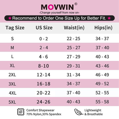 MOVWIN Tummy Control Body Shaper Shorts - High Waist Thigh Slimmer Panties Shapewear Black