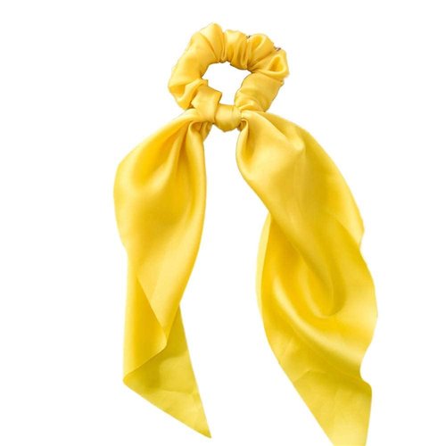 4 Pcs Yellow Women Girl Bow Satin Ribbon Ponytail Scarf Hair Tie Rope Scrunchies Elastic Band Hair Scrunchies Bands Elastics and Ties Hair Elastics Ties