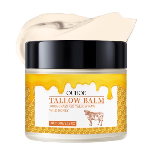 Evolvique Whipped Tallow and Honey Balm - Organic Beef Tallow for Skin - Grass Fed Beef Tallow for Face & Body - Body Cream for Women - Body Butter for Women - Lotion for Dry Skin