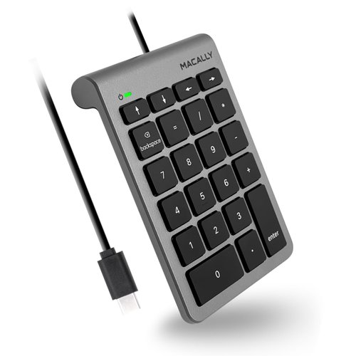 Macally Wired USB C Numeric Keypad for Mac - Work Better - Type C Number Pad for MacBook Pro/Air, iMac, and PC - USB C Wired Number Pad with 5ft Cable and Arrow Keys - 10 Key USB Keypad for Laptop