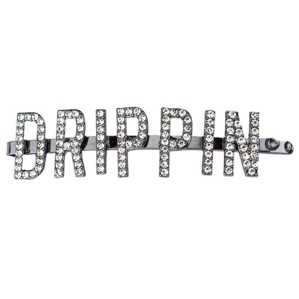Kitsch DRIPPIN Rhinestone Bobby Pin for Hair - Non-Slip Decorative Hair Pin with Bold Text | Kitsch Collaboration with Justine Marjan | Hairpin | Fancy Bobby Pin for Women's Hair, 1pc