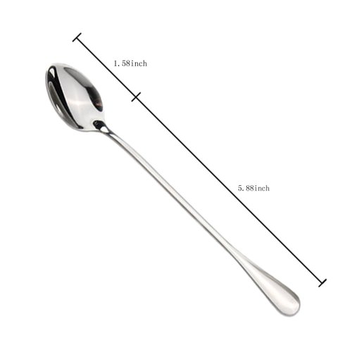 Long-handled ice tea spoon, cocktail stir spoons, stainless steel coffee spoons, ice cream scoop Set of 8
