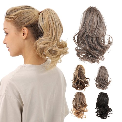 JUVABUN Claw Clip Wavy Ponytail Extension 10" -Brownish Gray | Hair Extension Clips | Synthetic Ponytail Extension | Wavy Hair Extensions | Washable Realistic And Synthetic |Brownish Gray