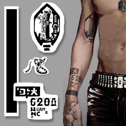 Johnny Silverhand Inspired Temporary Tattoos / Cosplay Tattoos