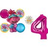 Poppy World Tour 4th Birthday Party Supplies Trolls 7pc Balloon Bouquet Decorations
