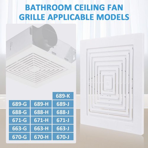 WKZO 2-Pack BP46 BP90 Bathroom Ceiling Fan Grille with Springs Replacement Parts for Square Ceiling or Wall-Mount Exhaust Fan Cover Fits Models 663, 670, 671, 675, 688, 689, Ventilation Fan