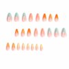 MERVF Medium Press on Nails Almond Fake Nails Ombre French Tip Stiletto Glue on Nails with Colorful Design Glossy 24pcs Acrylic Nails Press ons
